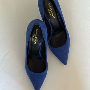 SAINT LAURENT cobalt blue suede pumps 39 1/2